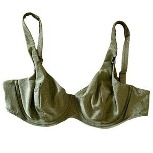 Etam Ladies Glitz Bikini Basket Swim Top sz 38DD Green Glitter Beach Dance Top